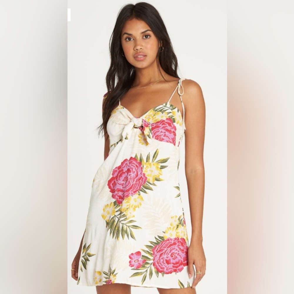 Billabong Floral Mini Dress - Cream, Pink, Yellow